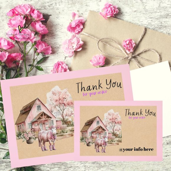 1x  Cowgirl Pink DESIGN Thank You CARD - Picture 1 of 7